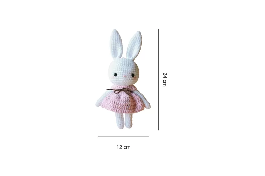 Crochet Ellie Bunny, Pink Rabbit Plush, Rabbit Stuffed Animal, Premium Woolen Rabbit, Handmade Plush Doll, Gift For Girls