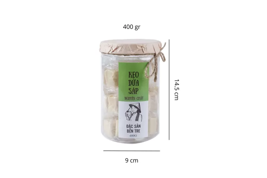 Macapuno Coconut Candy, 400g Jar, Ben Tre Specialty, Less Sticky To Teeth, Countryside Gift From Ben Tre, Gift For Colleagues