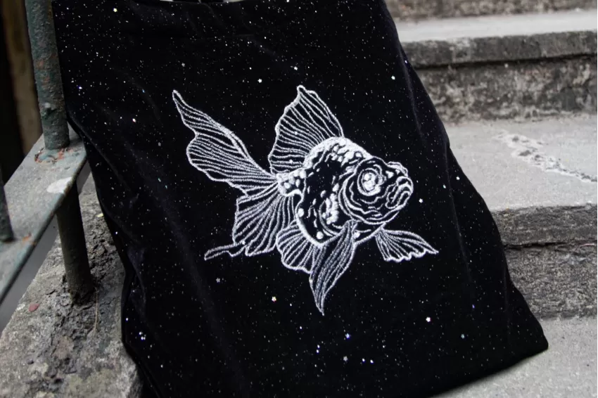Silverfish Velvet Tote Bag