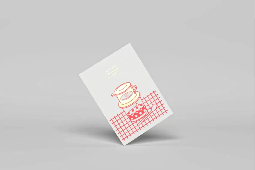 Let It Drip Coffee Greeting Card, Quirky Messages, Playful Design, Coffee Lover's Delight, Quality Paper, Gift for Coffee Enthusiasts