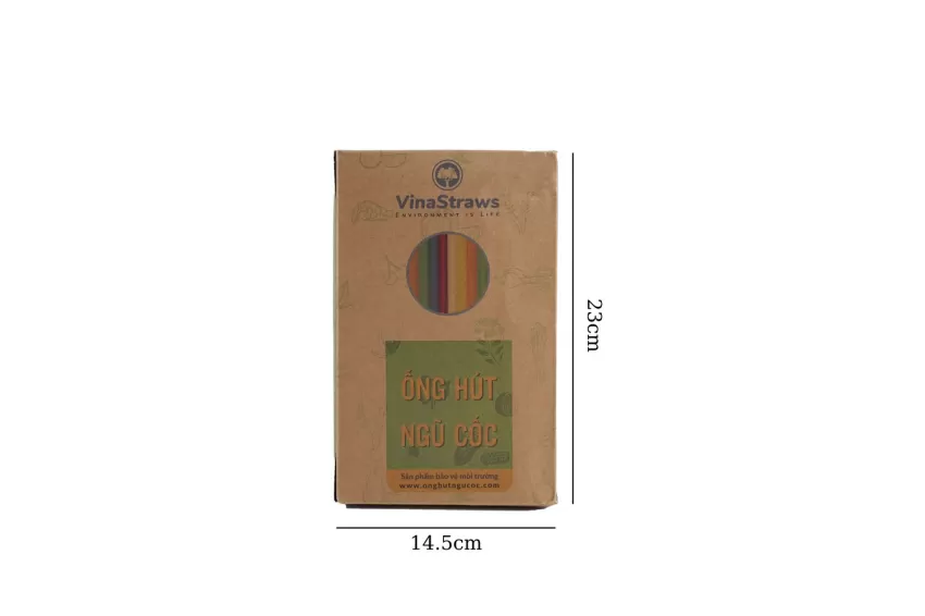 Hộp 100 Ống Hút Ngũ Cốc Nhiều Màu, Đường Kính 0.6cm, Dài 20cm, Phân Huỷ Tự Nhiên, Không Bị Rã Trong Nước, Thân Thiện Môi Trường