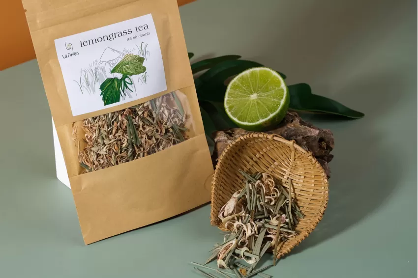 Lemongrass Tea, Zip Bag of 10g, Relaxation Tea, Cleansing Tea, Bloating Prevention, Digestive Health, Herbal Detox Tea, Clean Ingredients