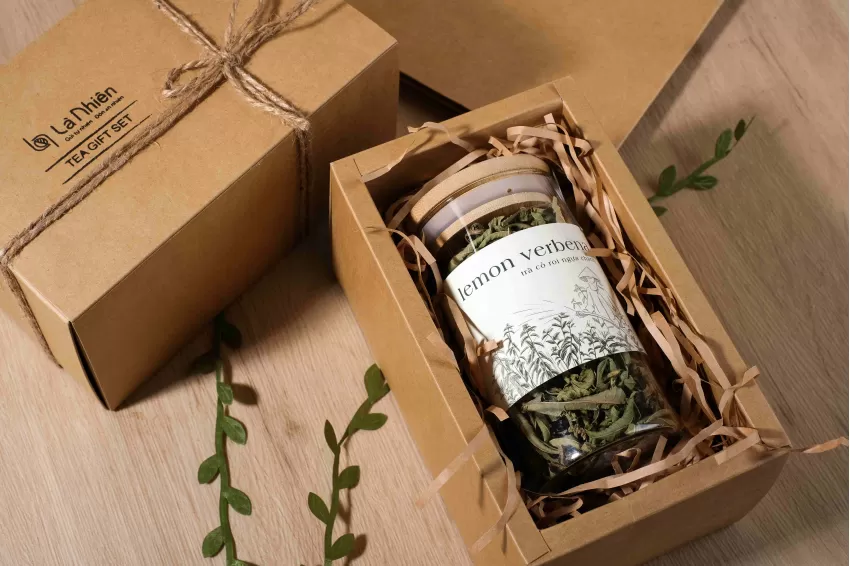 Paper Gift Box with A Herbal Tea Jar