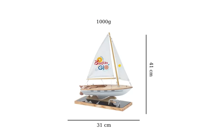 Lucky Sailboat Model C300.T8 With Acrylic Stand & Art Silk Sail