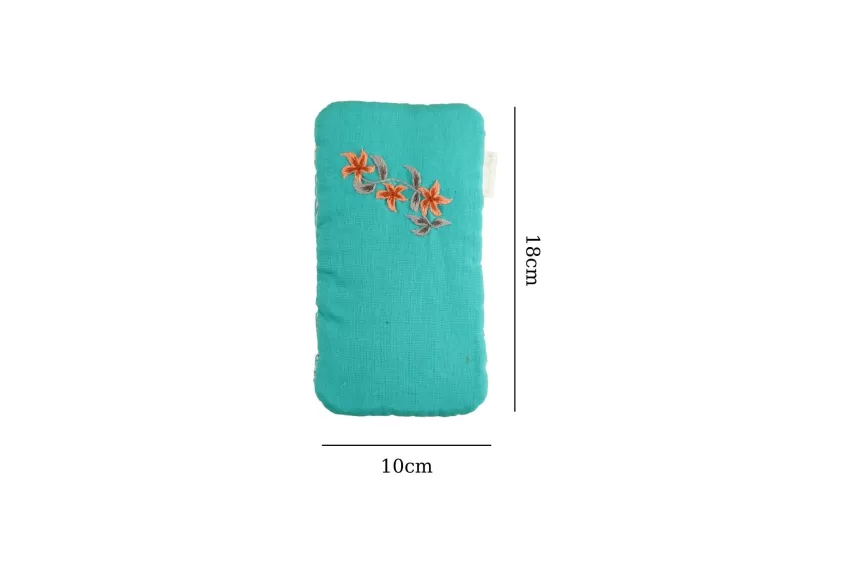 Embroidered Linen Phone Pouch, Designed With Soft Cotton Lining, Phone Protection Accessory, Intricately Embroidered Patterns