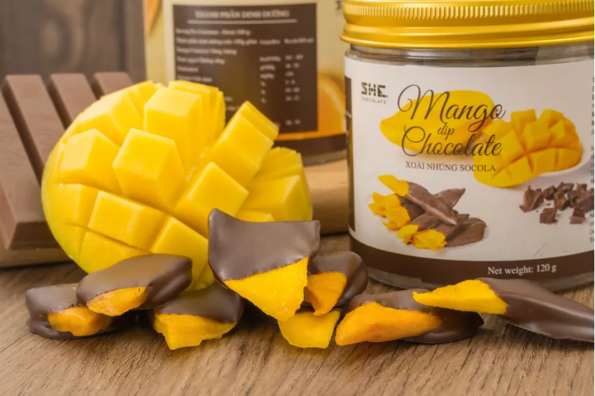 120g Mango Dip Chocolate, Plastic Jar, Chocolate Fruit, Chocolate-Dipped Fruit, Healthy Snack, Gift For Loved Ones