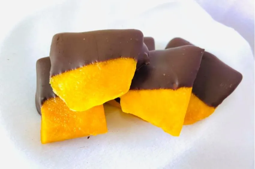 500g Mango Dip Chocolate, Zip Bag, Nutritious Snack, Chewy Dried Mango Jam, Mango With Dark Chocolate Mix, Delicious Snack