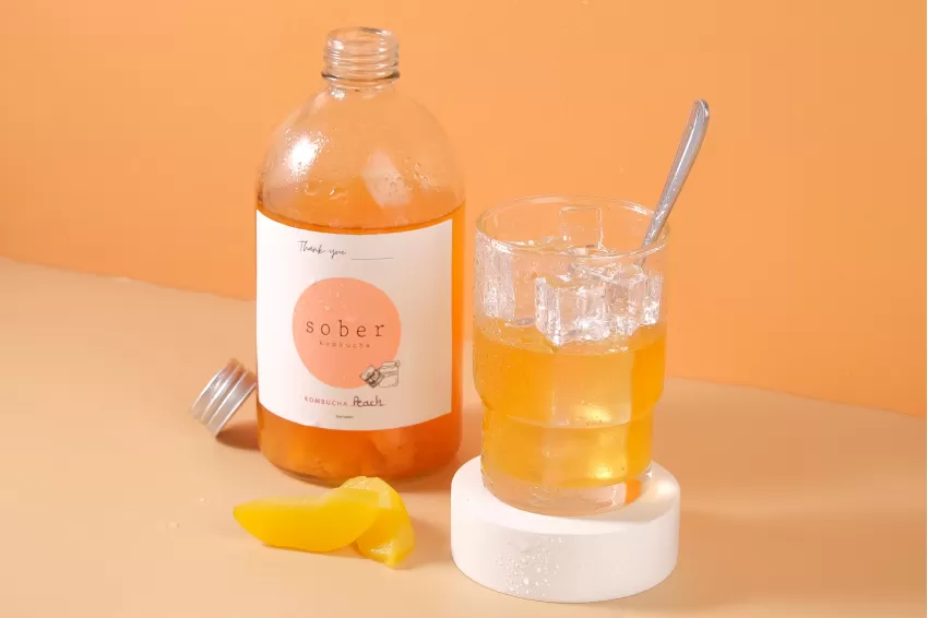 Kombucha Đào Tươi, Vị Trái Cây Mê Hoặc, Lợi Khuẩn Dồi Dào, Tốt Cho Tiêu Hóa, Trà Lên Men Thơm Ngọt, Quà Tặng Mùa Hè