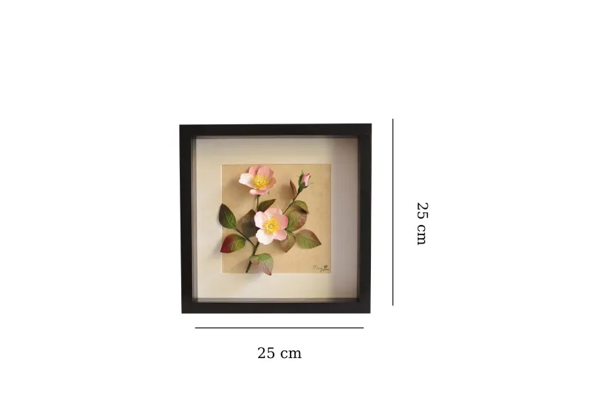 Wild Rose, 25 x 25 Paper Flower Painting, Paper Flower Frame, Interior Decoration, Handmade Gifts, Personalized Gifts