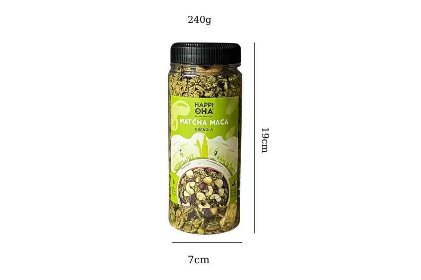 Granola Matcha Macca Happi Oha, Vị Ngọt Mát, Thơm Trà Xanh, Granola Ăn Kiêng, Granola Không Đường, Ngũ Cốc Siêu Hạt