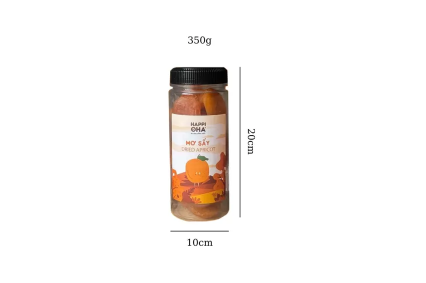 Authentic Dried Apricot - Mơ Sấy Không Đường Happi Oha, Hoa Quả Sấy Chua Ngọt, Mơ Sấy Khô Ăn Liền, Mơ Sấy Hữu Cơ