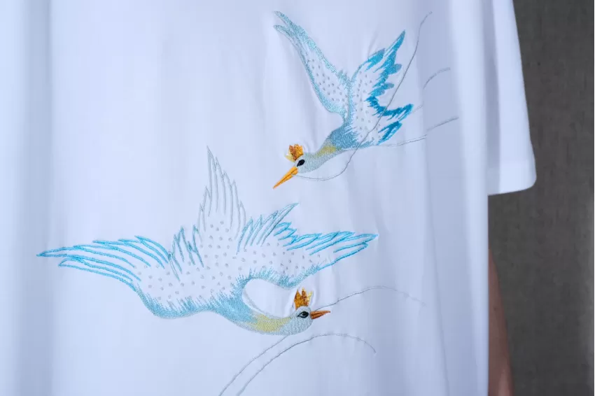 Swan Hand-Embroidery T-Shirt