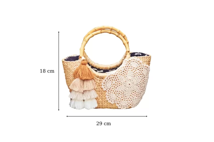 LISA Water Hyacinth Bag, Eye-catching Lace Pattern, Unique and Prominent Design, Sturdy Material, Standout Accent for Outfits