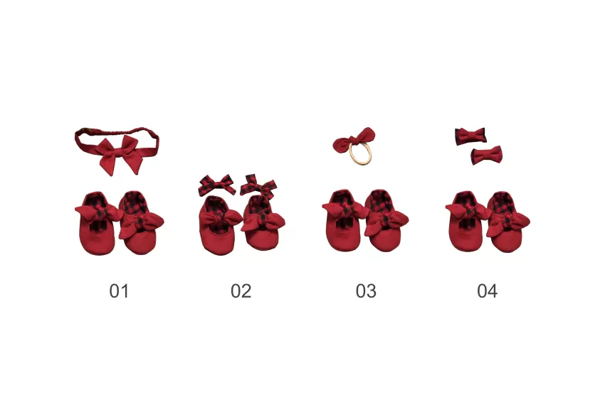 Red Babies Shoes With Accessories