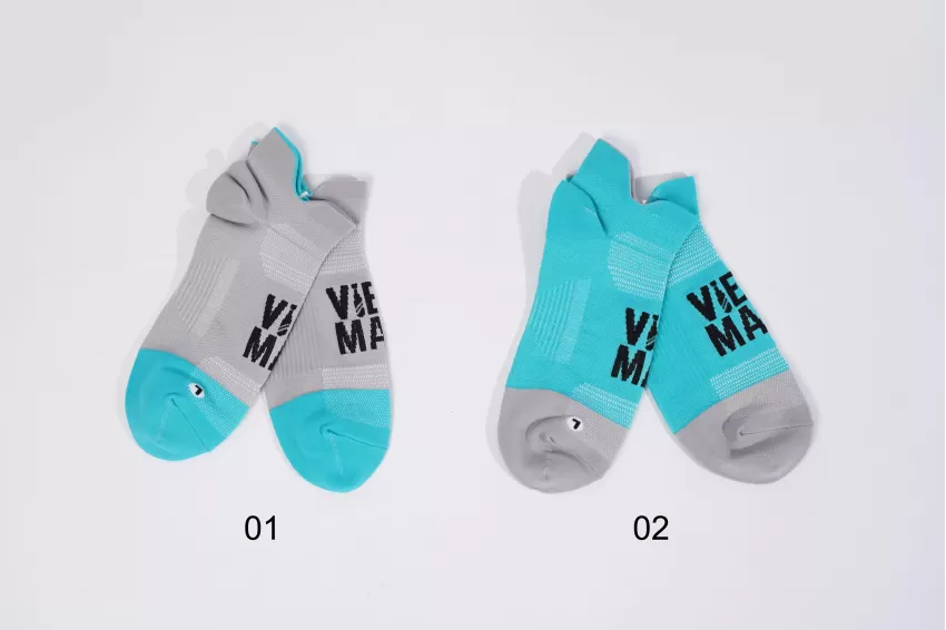 Calm Grey & Electric Blue, Low Cut Socks, Stretchy Socks, Non-Slip Socks, Hiking Socks, Unisex Socks, Neon-Colored Socks