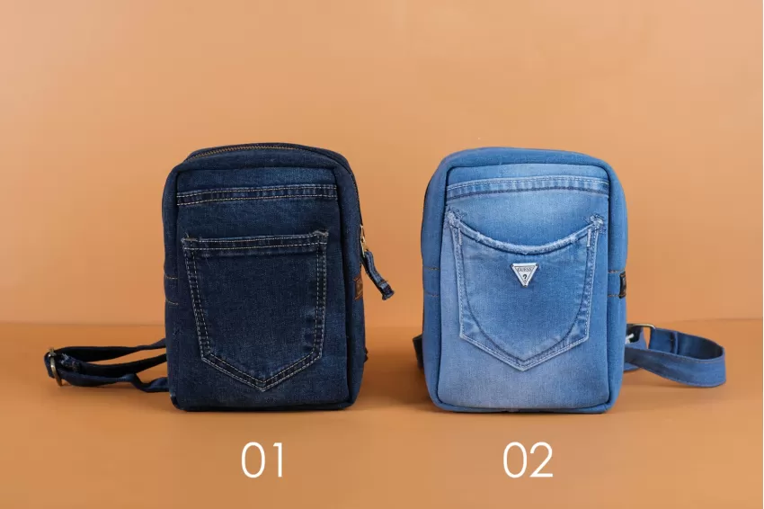 Túi Đeo Chéo Dáng Hộp Từ Jeans Tái Chế