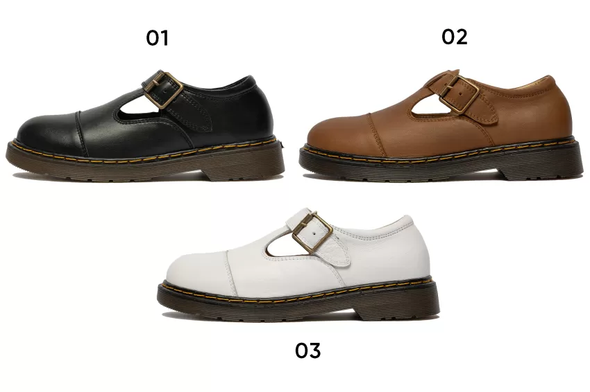 Giày Loafer Da Thật Quai Ngang, Giày Đế Bằng Retro, Giày Da Khóa Đồng, Giày Lười Bằng Da, Giày Đi Học, Giày Công Sở