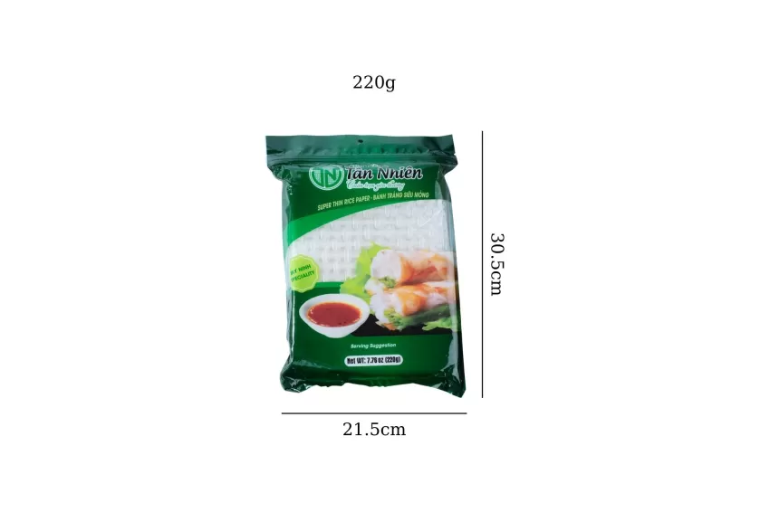 Super Thin Rice Paper, Tan Nhien Rice Paper, Tay Ninh Specialty, No-Water-Needed Rice Paper, Vegetable And Meat Rice Paper Rolls