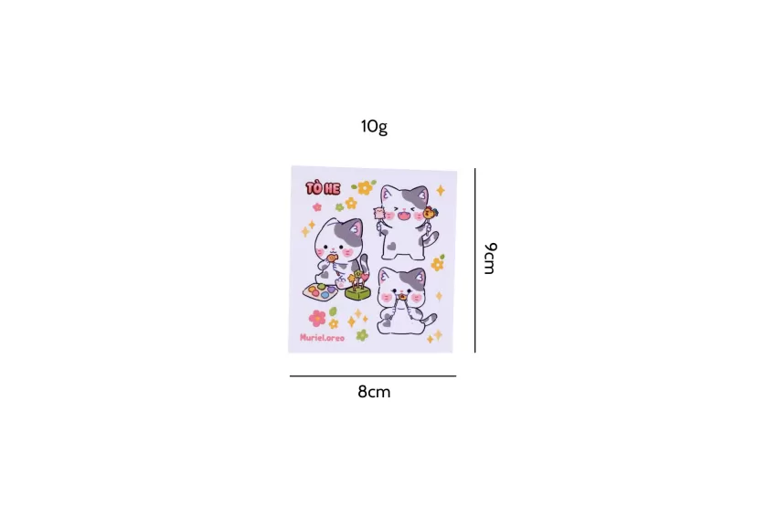 Toy Figurine Stickers, Sticker Of A Playful Cat With The Toy, Cute Decorative Sticker, Lovely Spiritual Gift