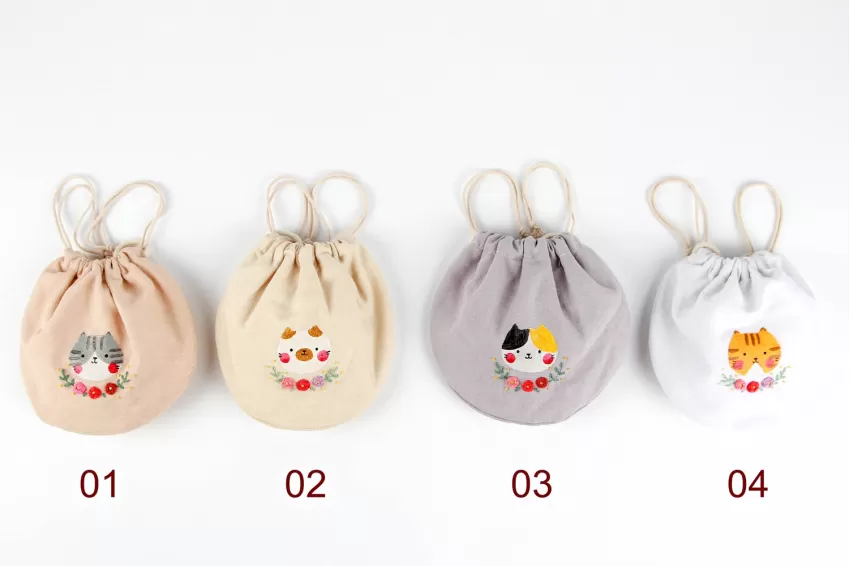 Embroidered Draw Bags, Cute Pattern Embroidery, Durable Natural Linen Material, Vintage Style, Suitable For Floral Dresses