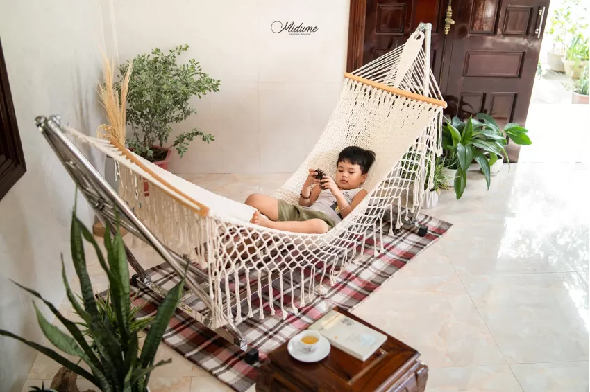 Võng Macrame, Độ Bền Cao, Chịu Được Trọng Lượng Lớn, Dễ Dàng Vệ Sinh, Không Kèm Khung, Trang Trí Không Gian, Sản Phẩm Thủ Công