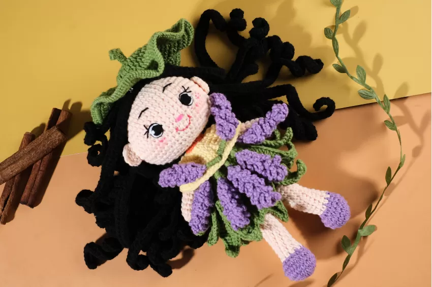 Hana Lavender Crochet Doll, Special And Vibrant Style, Lavender Pattern, Handcrafted Doll, Unique Gifts