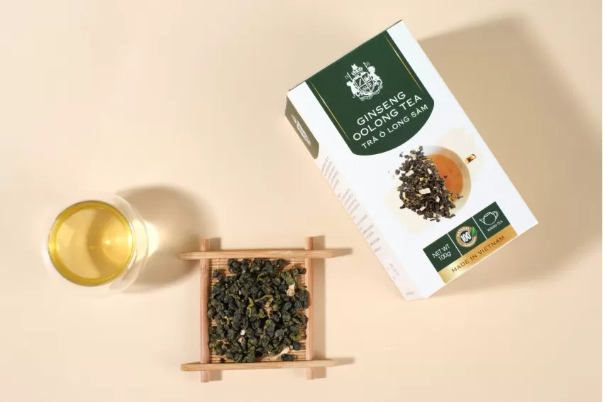 Trà Ô Long Sâm, Trà Việt Nam, Trà Oolong Mix, Sâm Dây Ngọc Linh, Thức Uống Lành Mạnh, Ứng Dụng Y Học Cổ Truyền, Trà Cho Người Lớn Tuổi, 100Gr