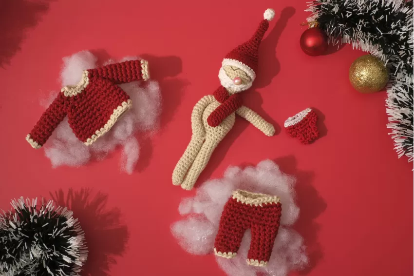 Santa-boy Garland, Made of Cotton Yarn, Unique Design, Intricate Crochet Technique, Handmade Product