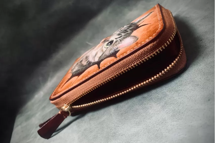 Colored & Engraved Mini Wallet With Zipper, Custom Engraving Available, Fashion Accessory, Unique And Eye-Catching Design