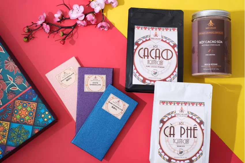Bản Cacao Specialities Gift Box (Cacao Powder, Chocolate Bar & Coffee Powder)