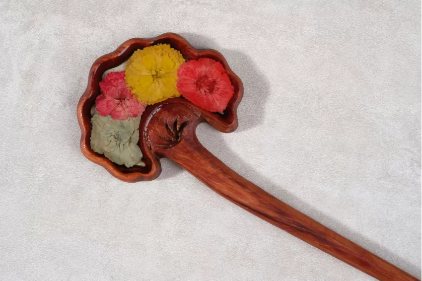 Colorful Petals Resin & Wooden Hair Stick
