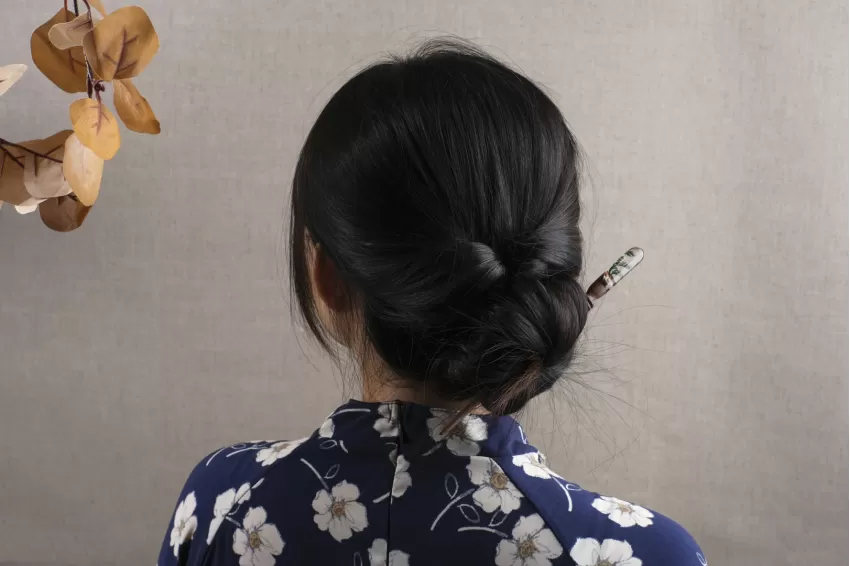 Carved Resin & Wooden Hair Stick