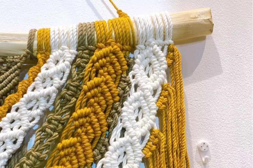 Yellow Macrame Wall Hanging, Exquisite Knots, Warm Tone, Harmonious Colors, Elaborate Design, Durable Material