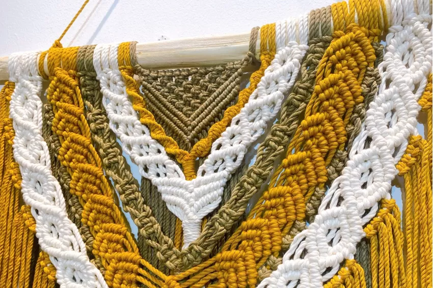 Yellow Macrame Wall Hanging, Exquisite Knots, Warm Tone, Harmonious Colors, Elaborate Design, Durable Material