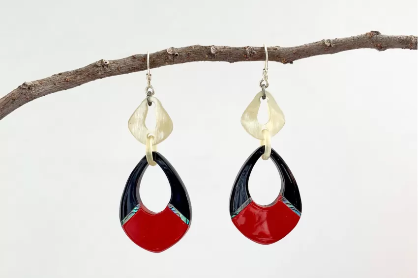 Blob Earrings, Day Dreamers Collection, Dominant Red Tone, Meticulously Handcrafted, Easy to Pair with Various Outfits, Modern Design