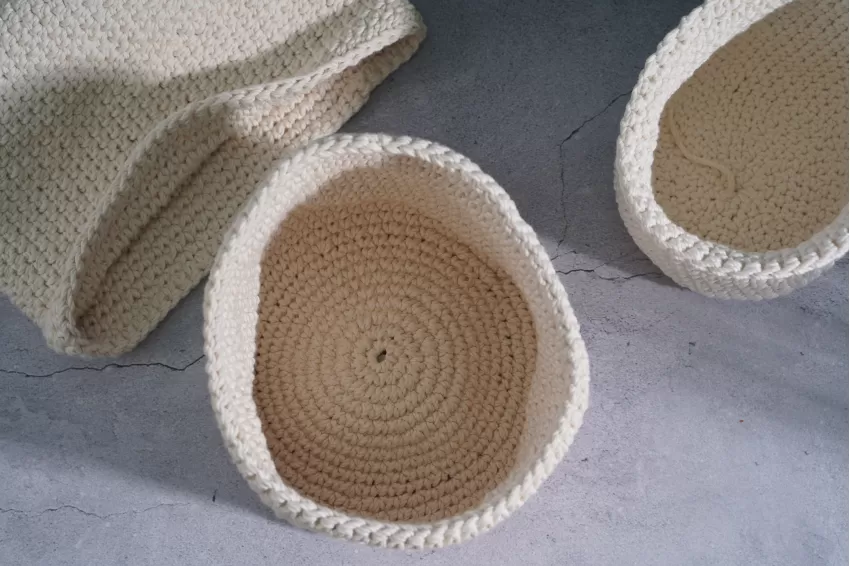 White Crochet Cotton Basket, ersatile and Convenient Basket, Simple Design, Handmade Product, Safe Material