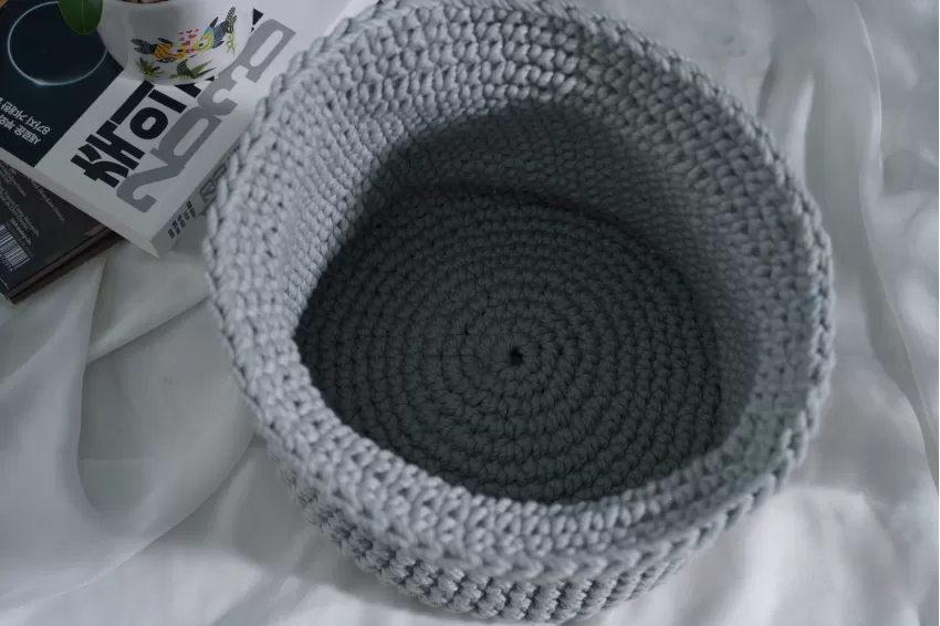 Gray Crochet Cotton Basket, Handmade Basket, Sturdy Cotton Fiber, Holding Plant Pots, Durable And Beautiful, Long-Term Use