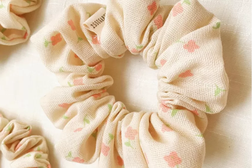 Floral Linen Scrunchie