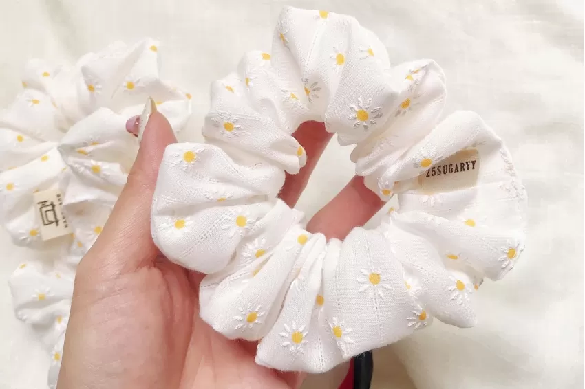 Floral Linen Scrunchie