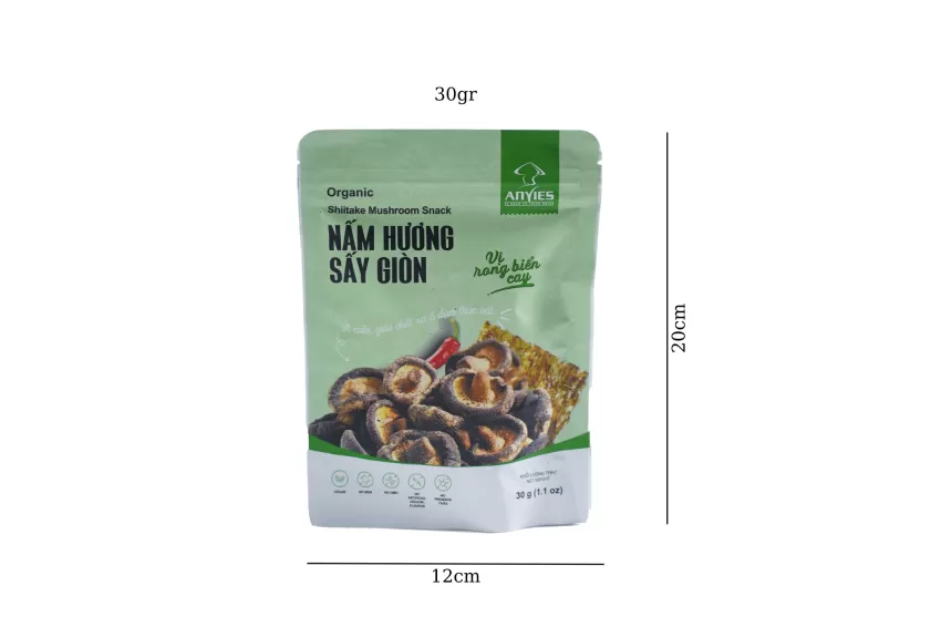 Nấm Hương Sấy Giòn Vị Rong Biển Cay, Snack Nấm Vị Rong Biển, Bữa Ăn Nhẹ Lành Mạnh, Snack Cho Người Ăn Chay