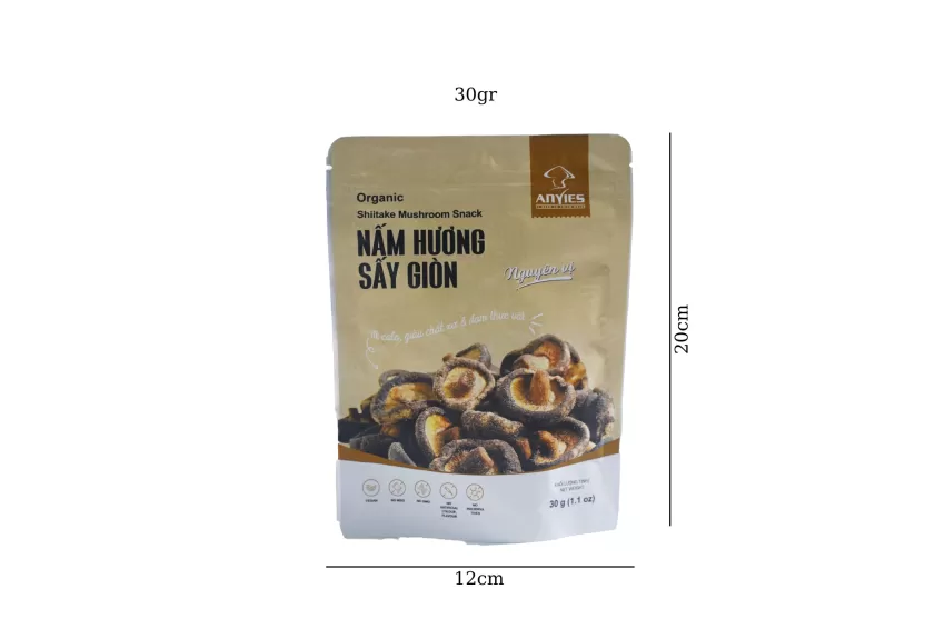 Nấm Hương Sấy Giòn Nguyên Vị, Snack Nấm Vị Nguyên Bản, Thực Đơn Eat Clean, Dành Cho Người Ăn Chay, Snack Nấm Đông Cô