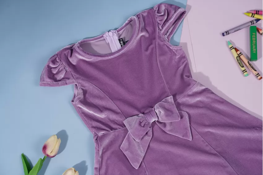 Purple Velvet Dress For Baby Girl