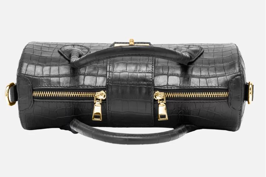 Black Marie Crocodile Embossed Leather Bag, Luxurious Style, Premium Leather Material, Eye-catching Crocodile Pattern Embossment