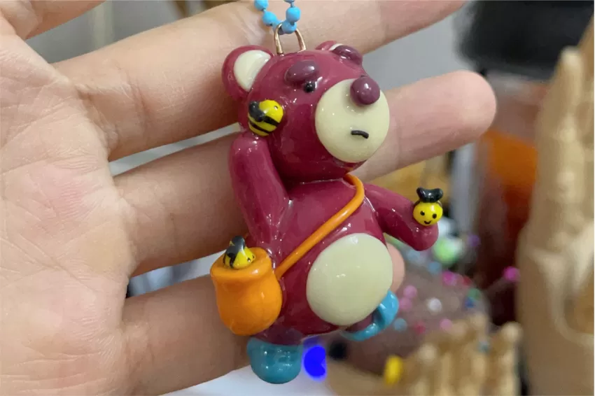 Lotso Bear, Handmade Clay Keychain, Handmade Clay Keychain, Vibrant Colors, Adorable Design, High Durability, Cute Decorative Accessory