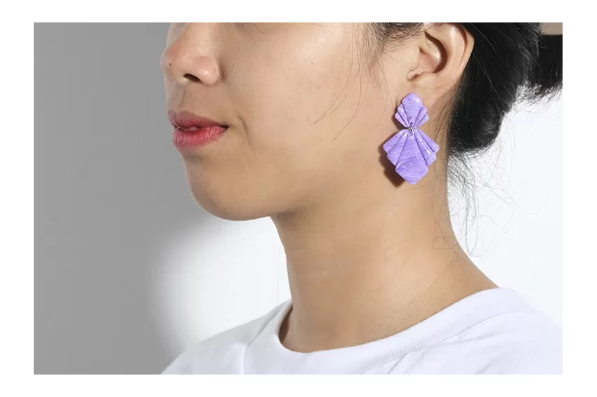 Purple Marble Clay Earrings, Vibrant Purple Color, Eye-catching, Youthful and Modern Style, Summer Accessory