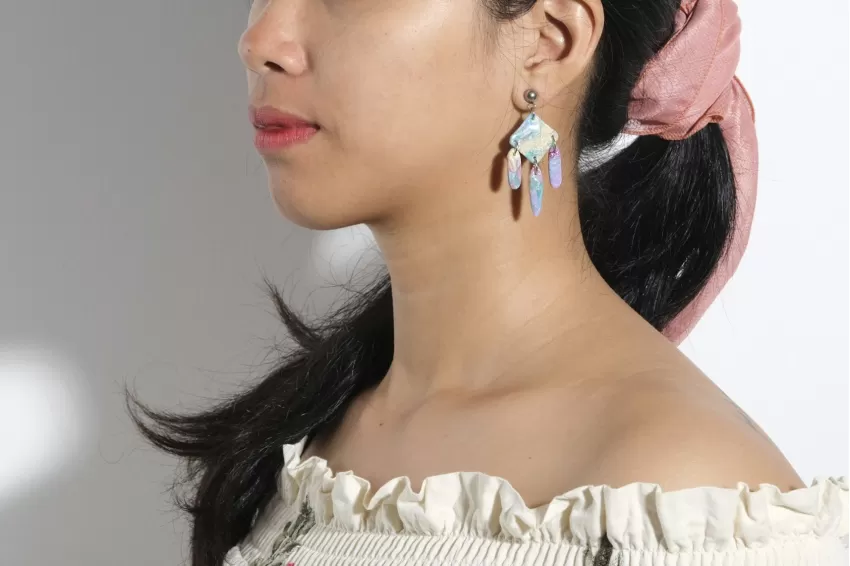 Boho Mix Marble Clay Earrings, Faux Jade Stone Patterns, Striking Color Patches, Eye-catching, Unique Accent for Outfits