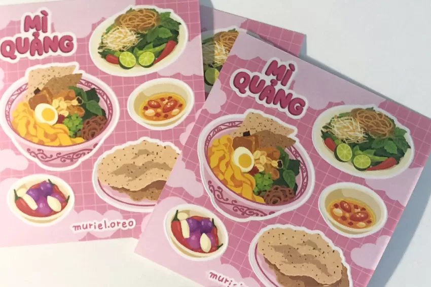 Quang Noodles Stickers, Vietnamese Cuisine, Vietnamese Culture, Detailed Illustrations, High-quality Stickers