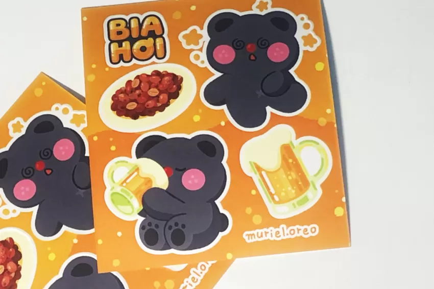 Steam Beer Stickers, Cute Design, Drunk Bear, Non-peeling Image When Used, Waterproof Stickers, High-quality Stickers