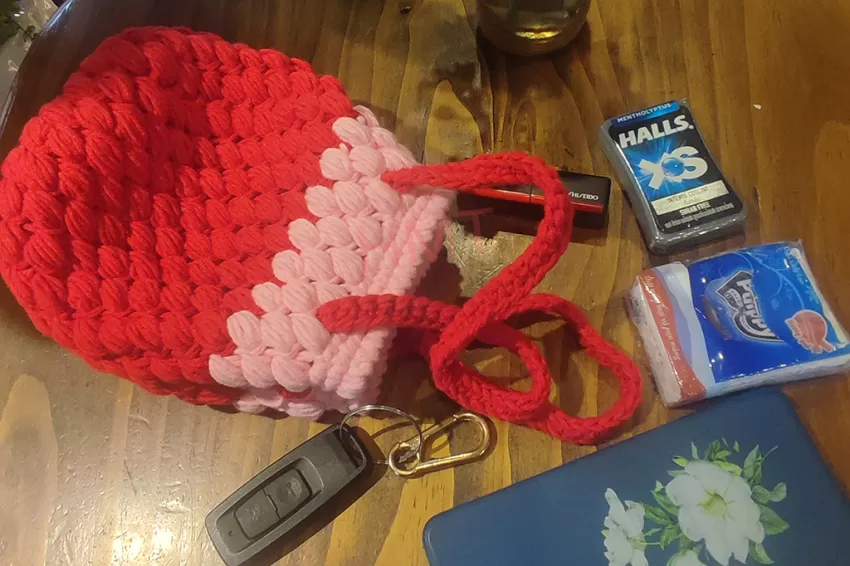 Red Crochet Handbag, Sweet And Cute Color Combination, Spacious Bag Form, Unique Accessory, A Gift For Feminine Girls