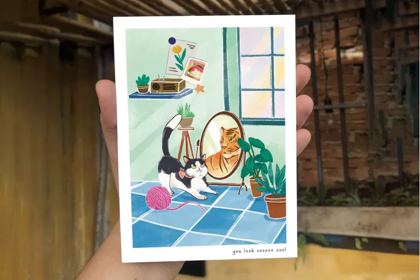 “You Look So Cool” Greeting Card, Inside The Mind Of A Cat Collection